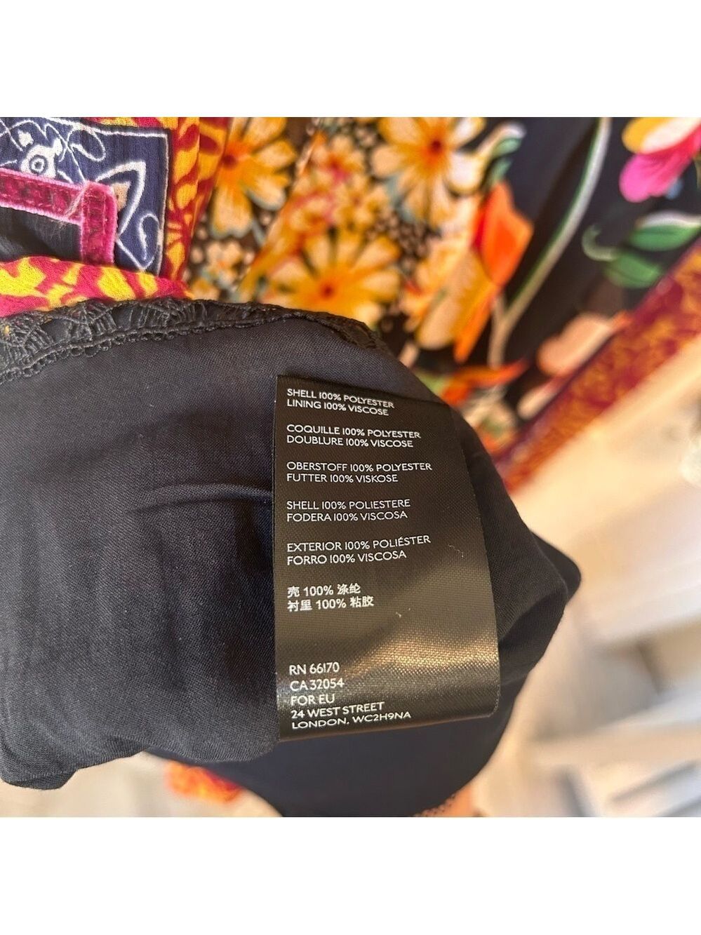 NEW Anthropologie Black Motif Boho Floral Velvet Trim Midi Dress Sz OUS Lined - Picture 11 of 14